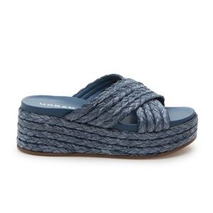 NWT J/SLIDES QUINCI Denim Raffia Sandal